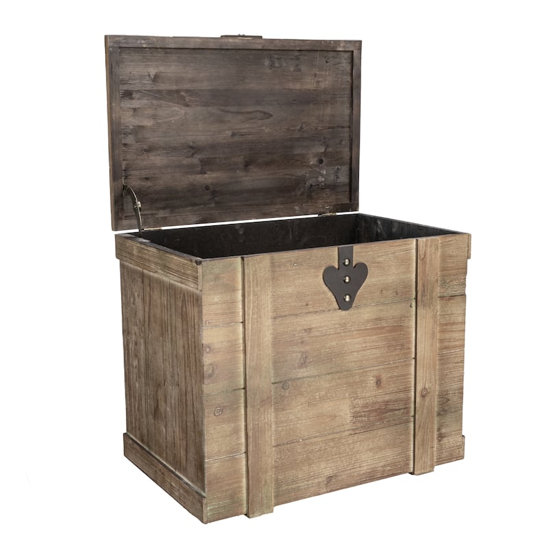 Household Essentials Antiqued Decorative Trunk with Hinge and Lid - 16.3"L x 24.8"W x 20.9"H