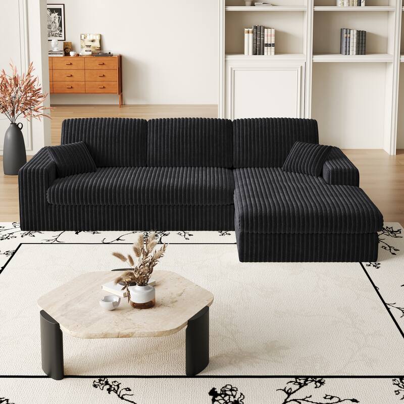 GDFStudio - Seabright Corduroy Modular L-Shaped Sofa with Pillow
