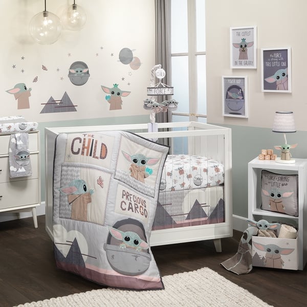 slide 2 of 10, Lambs & Ivy Star Wars The Child Baby Yoda Nursery 3-Piece Baby Crib Bedding Set