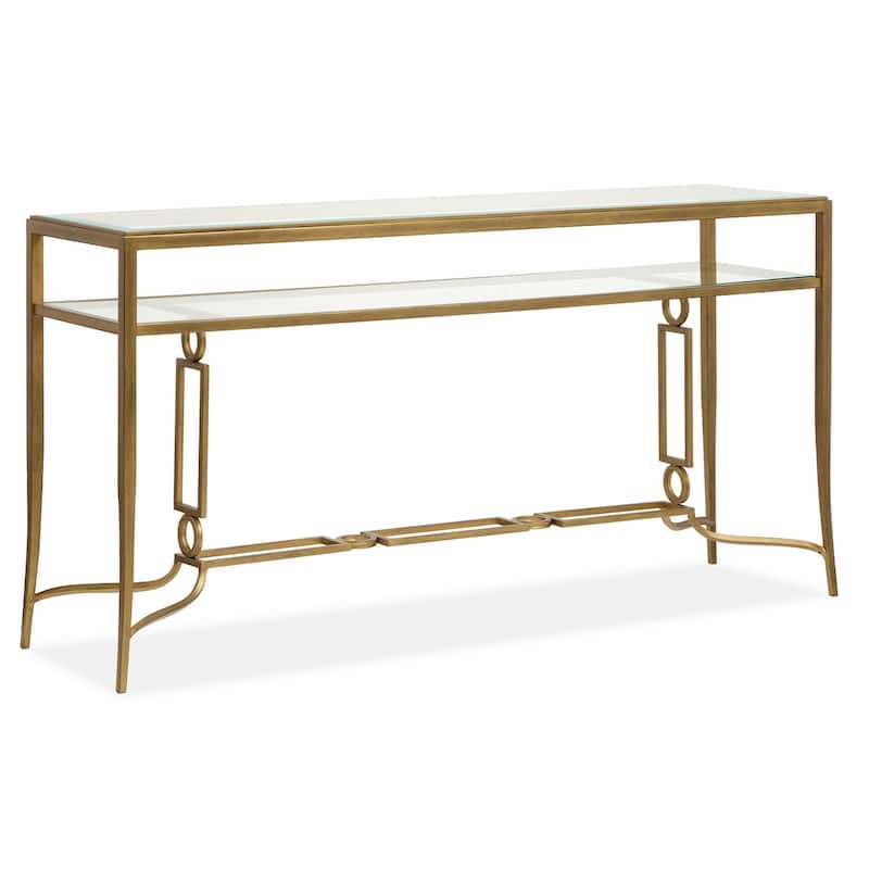 Magnussen Home Lorena Burnished Brass Rectangular Sofa Table - 60''W x 16''D x 30''H - 60''W x 16''D x 30''H