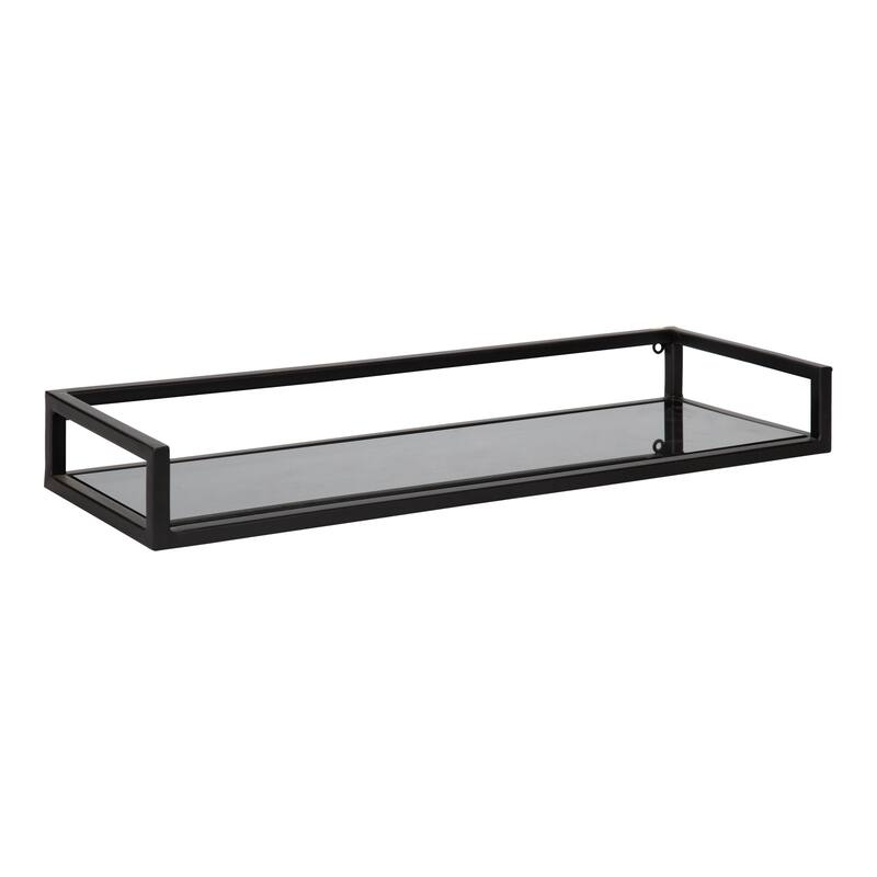Kate and Laurel Blex Metal and Glass Wall Shelf - 24x8x3 - Black