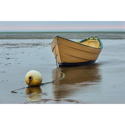 Yellow Dory Boat Waiting for High Tide by Wayne Collamore Art Poster - Print On Demand