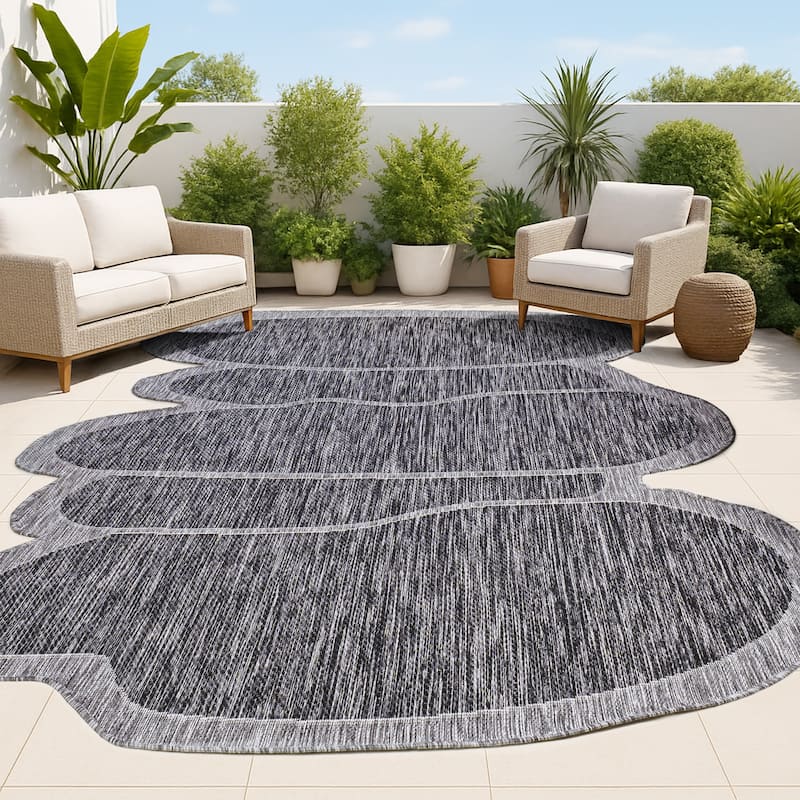 JONATHAN Y Jasper Modern Rustic Abstract Indoor/Outdoor Shaped Area Rug