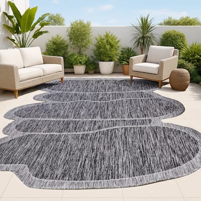 JONATHAN Y Jasper Modern Rustic Abstract Indoor/Outdoor Shaped Area Rug