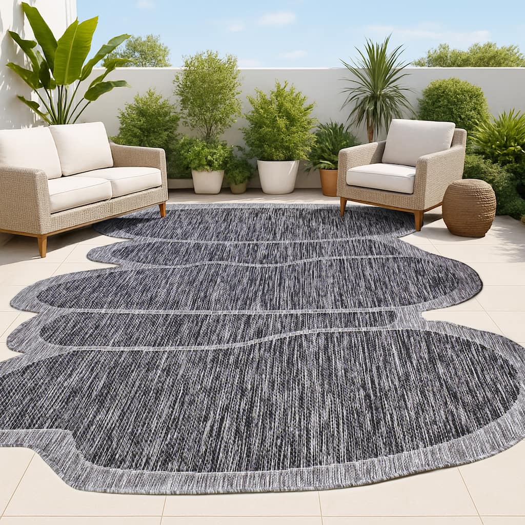JONATHAN Y Jasper Modern Rustic Abstract Indoor/Outdoor Shaped Area Rug