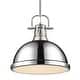 preview thumbnail 9 of 18, Duncan 1-light Hanging Dome Pendant with Rod Pewter with Chrome