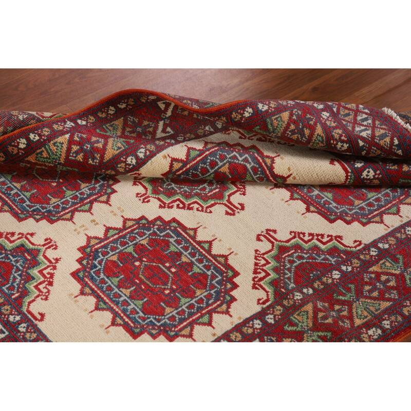 Geometric Kazak Oriental Foyer Rug Handmade Wool Carpet - 3'3"x 4'9"