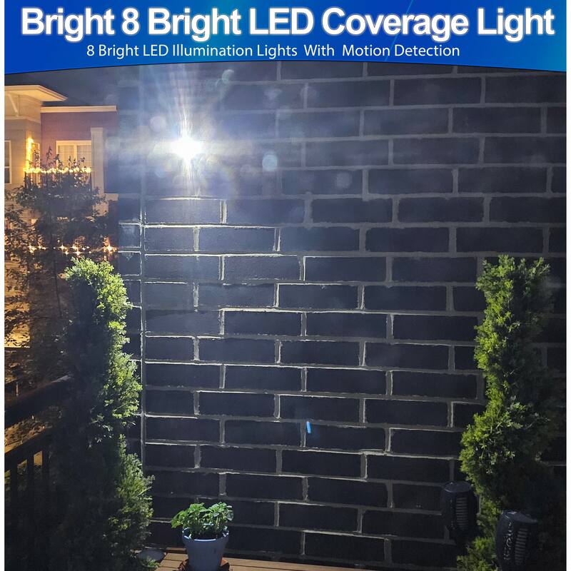Solar Bug Mosquito Zapper UV Insect Killer w/ Motion Sensor LED Light, Waterproof Insect Pest Control for Garden - regular