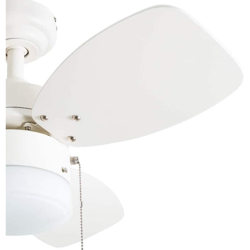 30" Honeywell Ocean Breeze White Modern Indoor LED Ceiling Fan with Light, Pull Chain