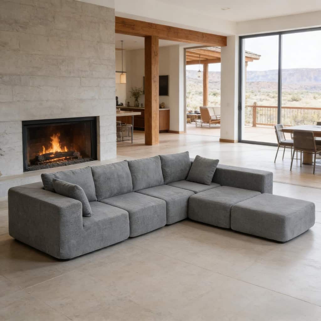 115.7" Velvet Sectional Sofa with 2 Ottomans, No Assembly Required