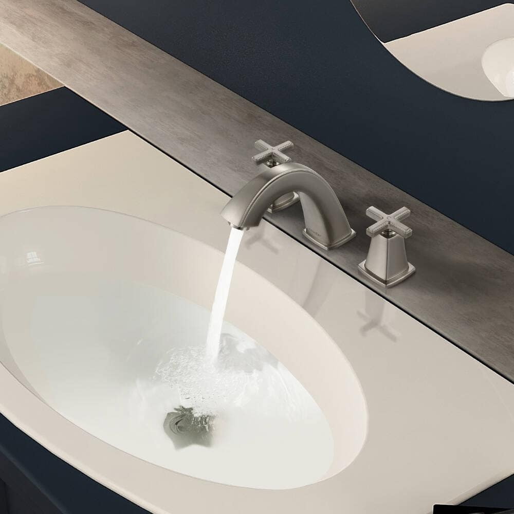 YASINU Cross Handles Widespread 8 Inch Bathroom Faucet With Drain