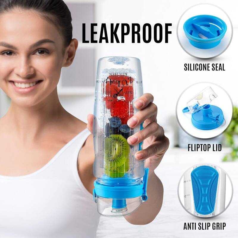 Zulay Kitchen Fruit Infuser Water Bottle With Sleeve 34oz