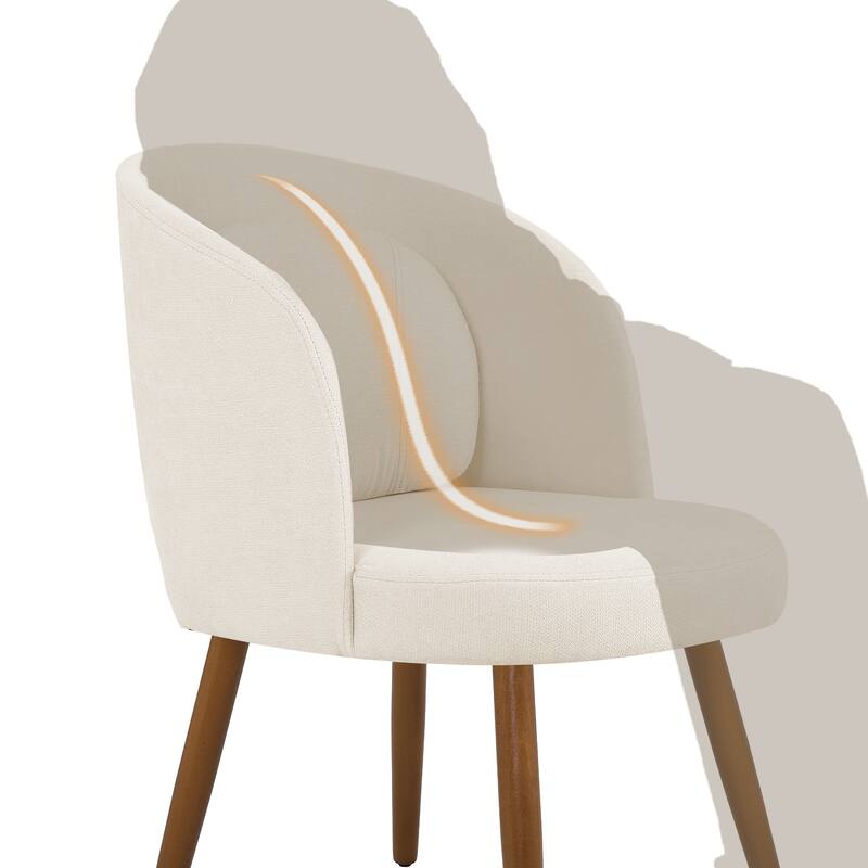 Linen Dining Chairs Set of 2/4/6 with Solid Wood Legs, Modern Kitchen Chairs with Lumbar Pillow for Dining Room Beige