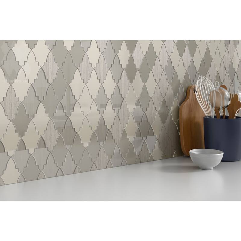 Emser Tile Fleur - 11" x 12" Specialty Arabesque/Baroque Mosaic Wall