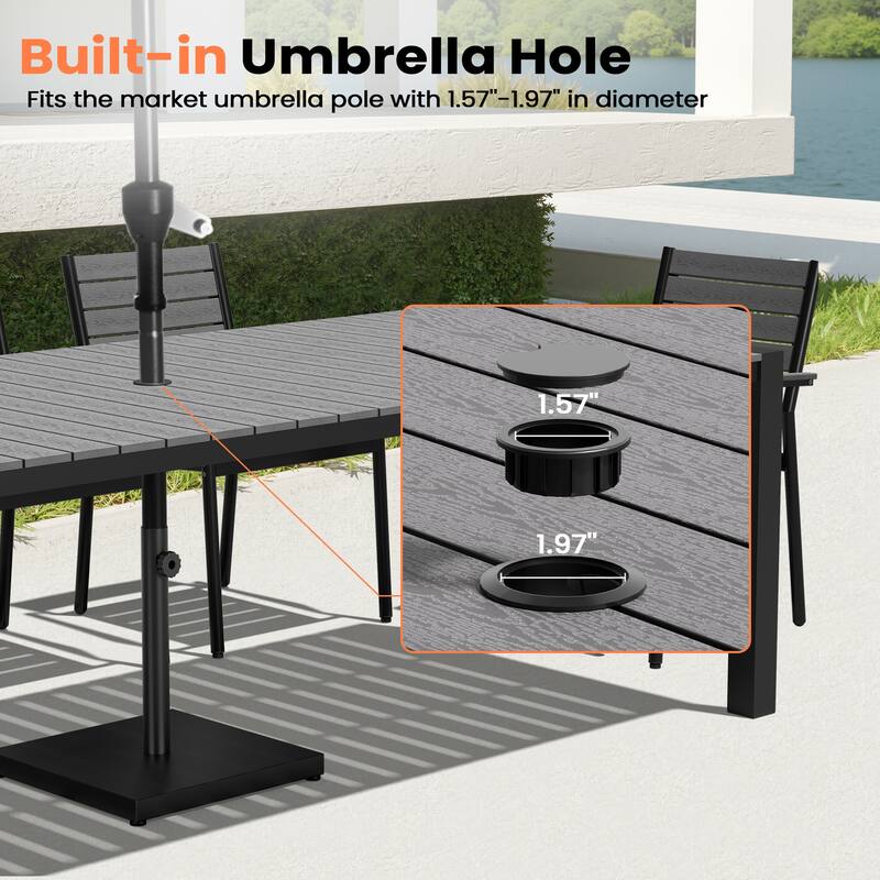 Pellebant Premium Outdoor Patio Aluminum Dining Table with Umbrella Hole