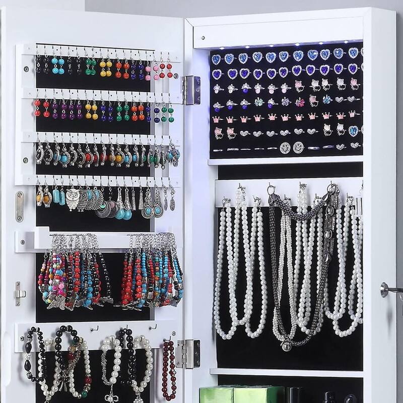 Jewelry Organizer Storage with Lights Lockable - 3.8"D x 11.8"W x 39.4"H