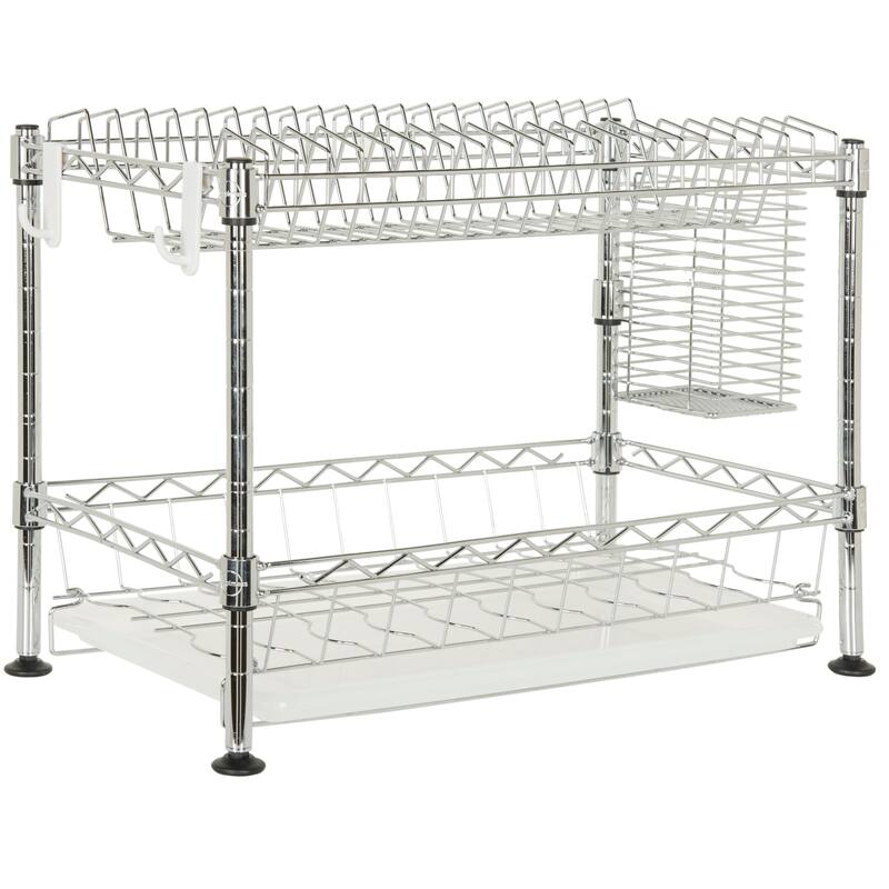 SAFAVIEH Storage Normanna Adjustable Chrome Wire Dish Rack - 17.7" x 9.8" x 11.8" - 18Wx10Dx12H