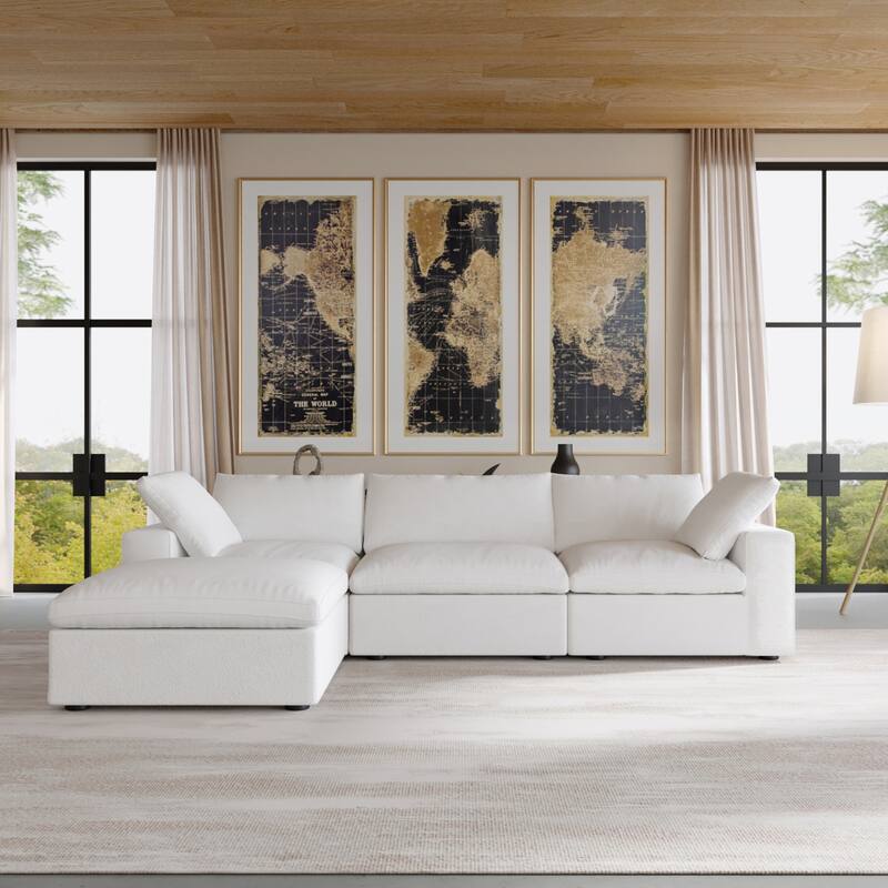 L Shape Modern Modular Convertible Sectional Sofa Couch - White