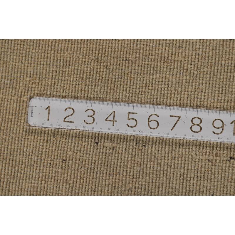 Solid Beige Gabbeh Modern Rug Hand-Knotted Wool Carpet - 4'1"x 5'8"