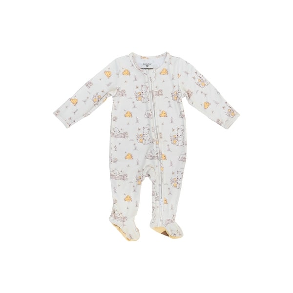 slide 2 of 5, Breezy Bear Baby Footie Pajamas, 2-Way Zipper - Honey Bear
