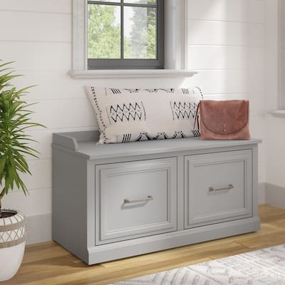 Woodland 40W Shoe Storage Bench with Doors by Bush Furniture