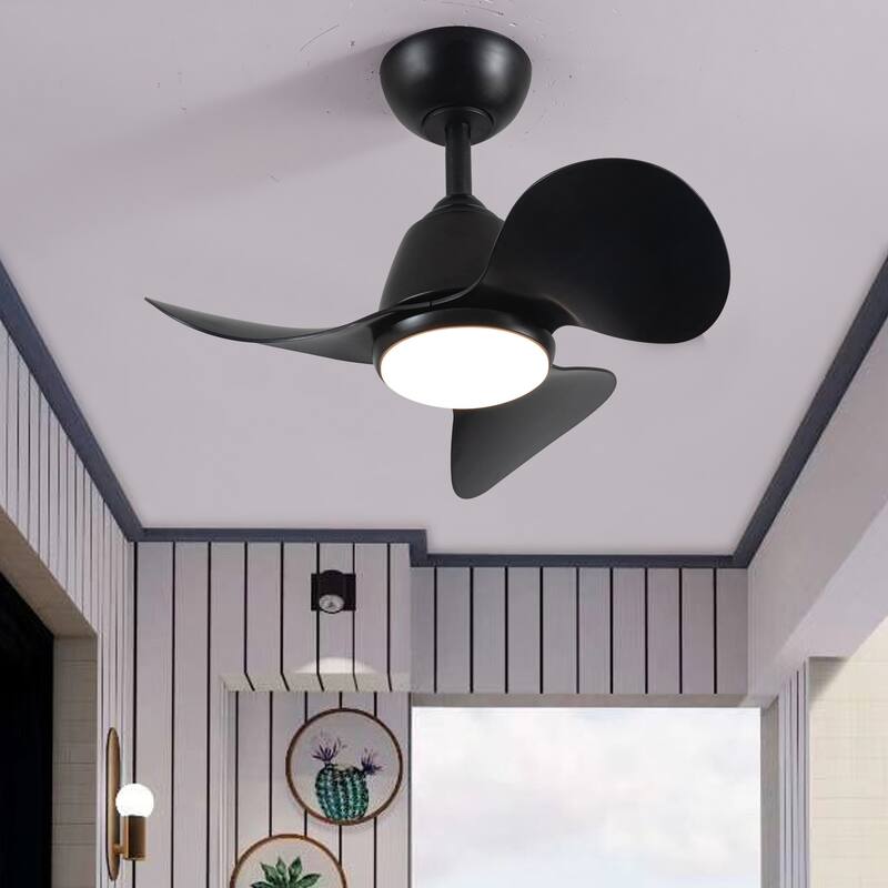 Cian Modern Black Lighted Ceiling Fan 3-Blade LED Remote Control