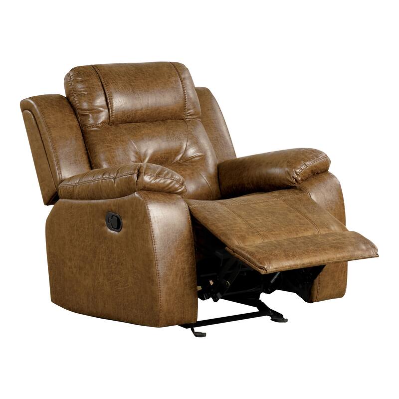 Furniture of America Charlestly 3-Piece Brown Faux Leather Sofa Set