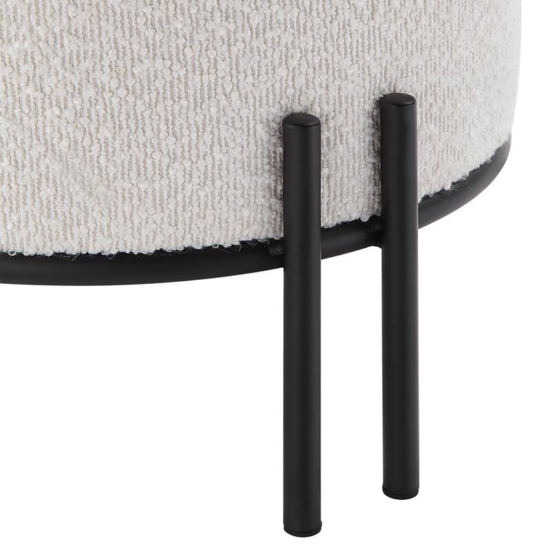 Renwil Cynthia Indoor Boucle Ottoman, Off-White