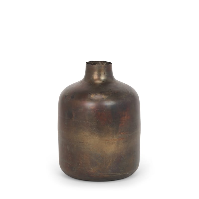 Daya Medium Antiqued Gold Metal Vase - 6.3L x 6.3W x 8.7H