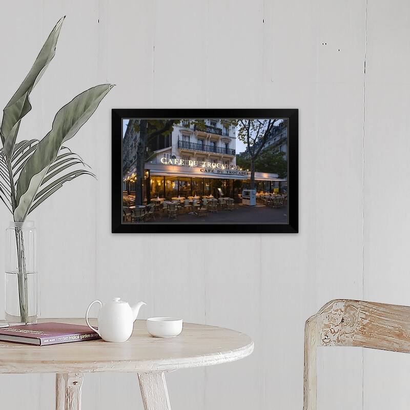 "Cafe Du Trocadero, Paris, Ile de France, France" Black Framed Print - 24 x 16