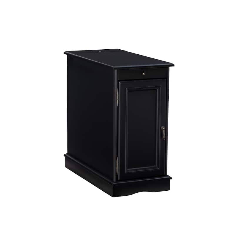 Rectangular Accent Table with USB and Storage Compartment - 24" - Black