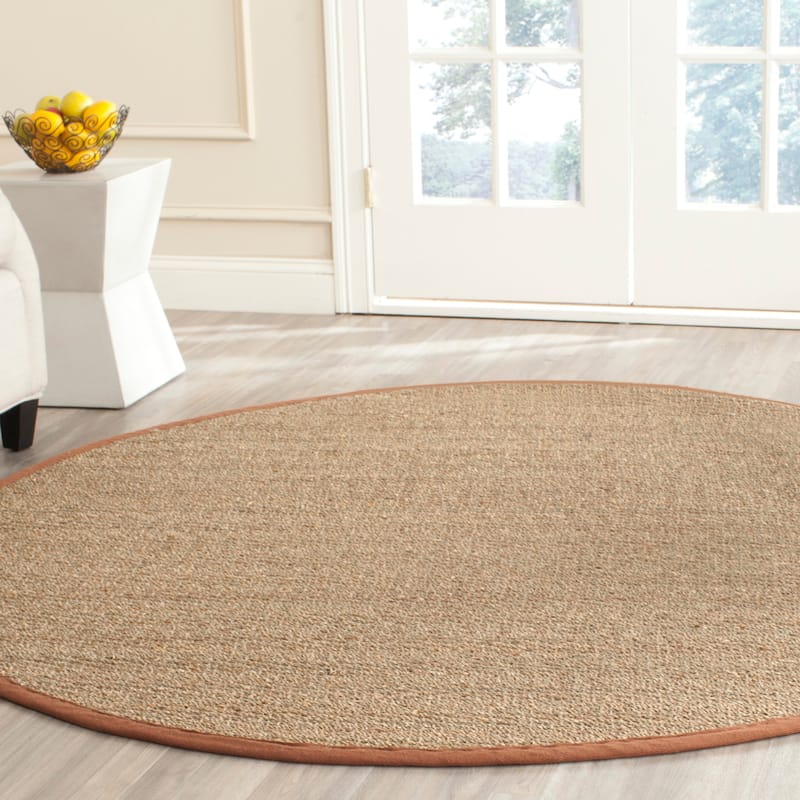 SAFAVIEH Natural Fiber Oceana Herringbone Seagrass Rug - 6' x 6' Round - Natural/Brown