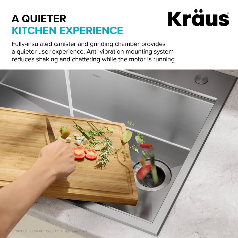 Kraus KWD100-75 WasteGuard 3/4 HP Continuous Garbage Disposal