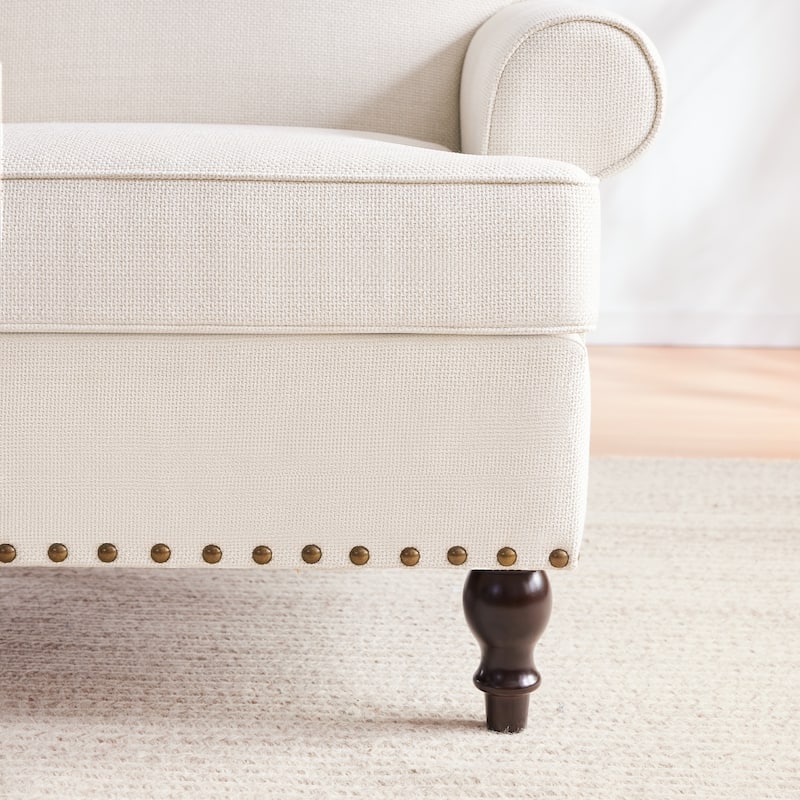 Uniquely Designed Riveted Fabric Sofa, Single Chair Loveseat