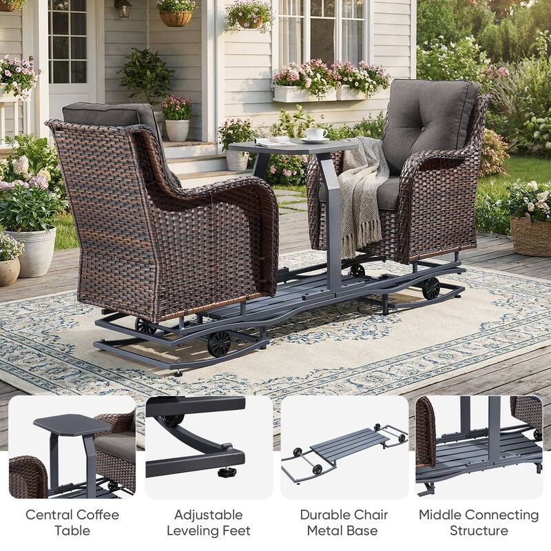 Pocassy Outdoor Patio Swing Chair Glider Swing Bench