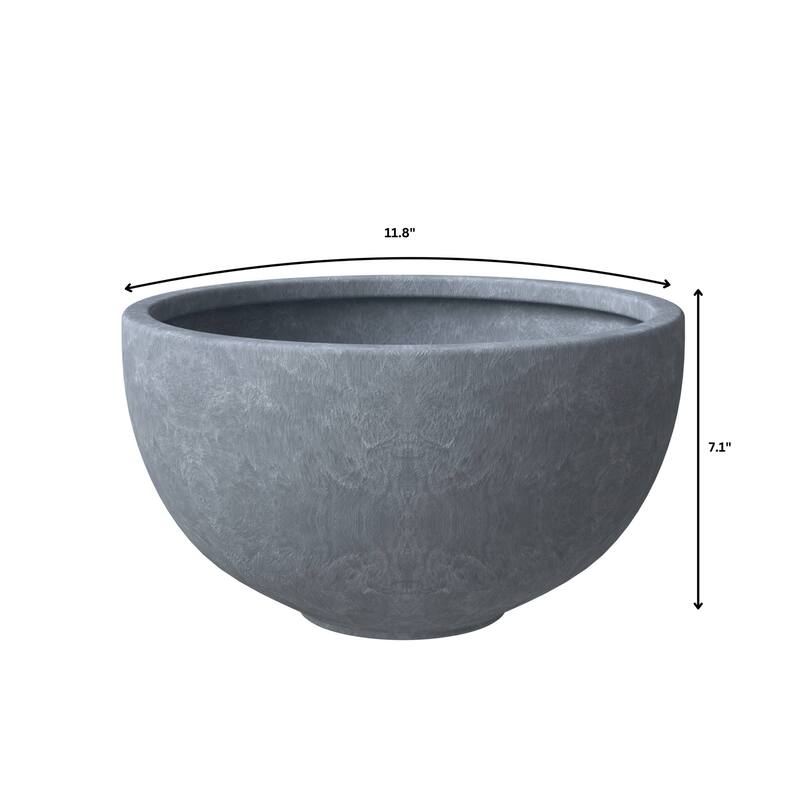 Iris Modern Minimalist Round Fiberstone and MGO Clay Planter With Drainage Holes for Indoor Outdoor Home Office Yard Patio Decor