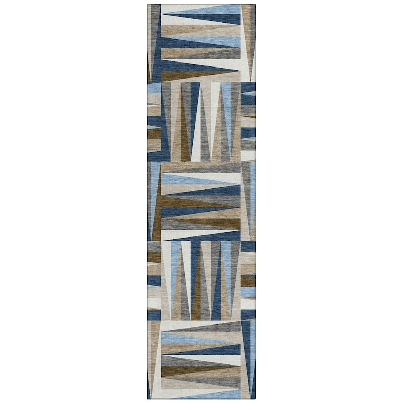 Machine Washable Indoor/ Outdoor Contemporary Mosaic Chantille Rug