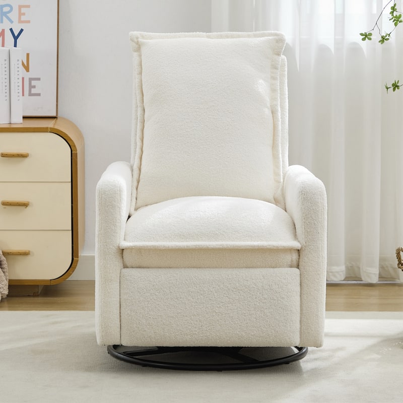 Modern Upholstered Rocker Nursery Chair Plush Seating Glider Swivel Recliner Chair