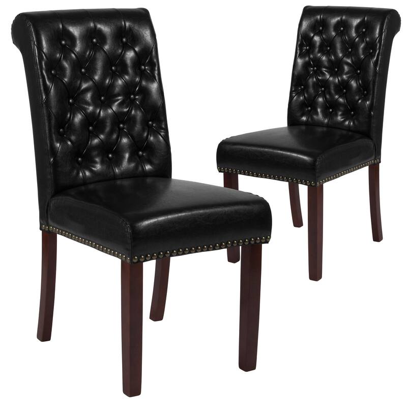 Parsons Rolled Back Accent Nail Trim Chairs (Set of 2) - 18.5"W x 27.5"D x 39.75"H