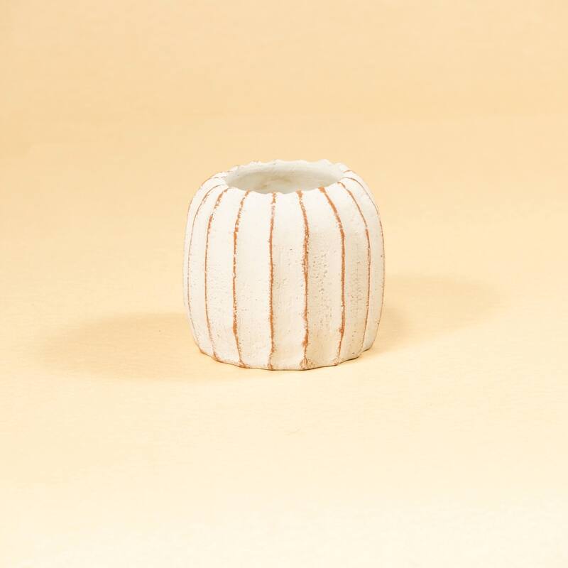 Rustic Fluted Pot Planter - 16" - White