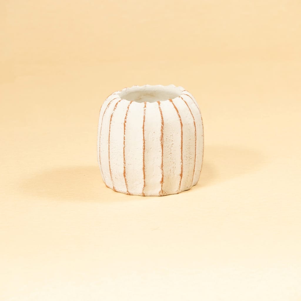Rustic Fluted Pot Planter - 16" - White