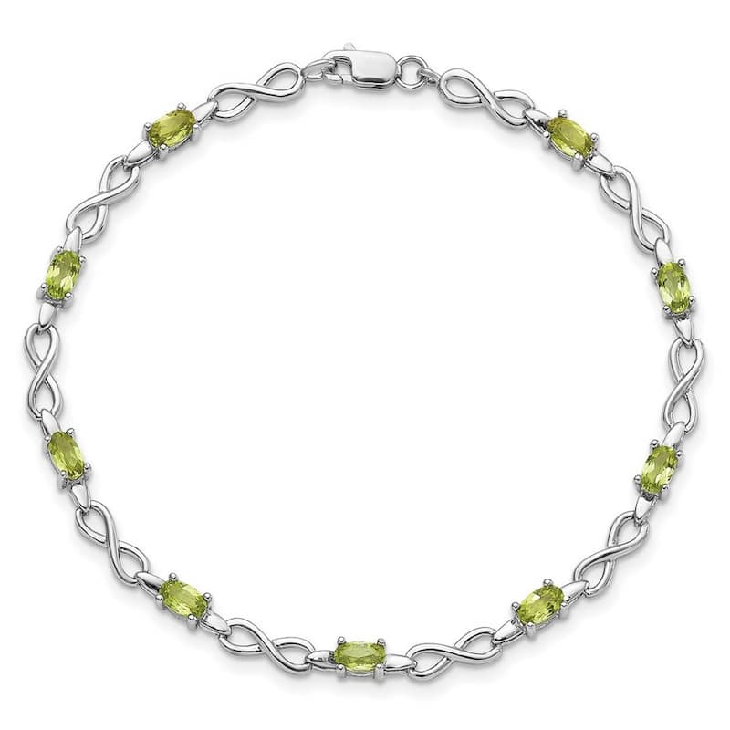 Curata 925 Sterling Silver Polished Fancy Lobster Closure Peridot and Diamond Bracelet