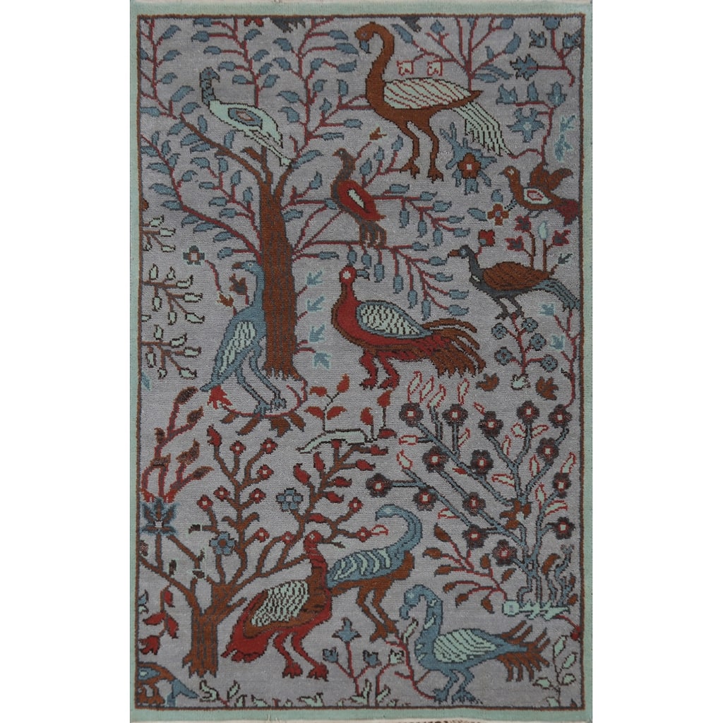 Animals Pictorial Ziegler Rug Handmade Bedroom Wool Carpet - 4'0" x 6'1"