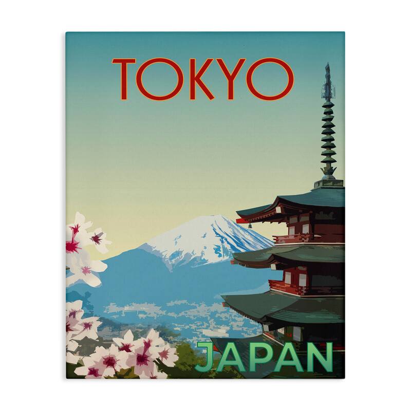 Stupell Vintage Tokyo Scenery Canvas Wall Art Design By Victoria Barnes - 30 x 40