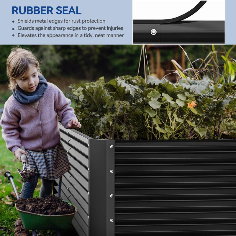 Moasis Outdoor Metal Raised Garden Bed with Gloves