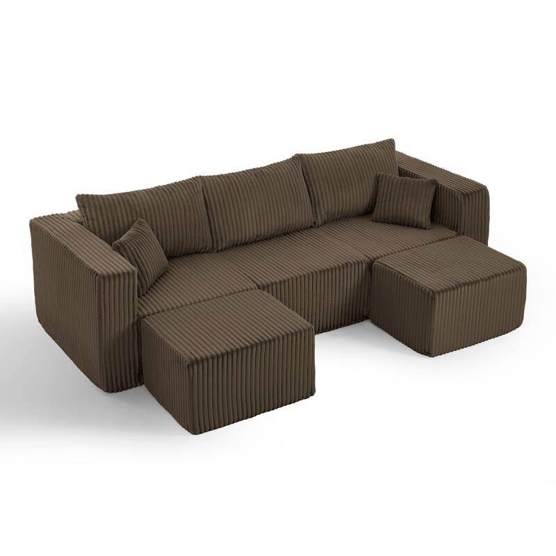 94.1" U-Shaped Sectional Sofa with Two Movable Ottomans
