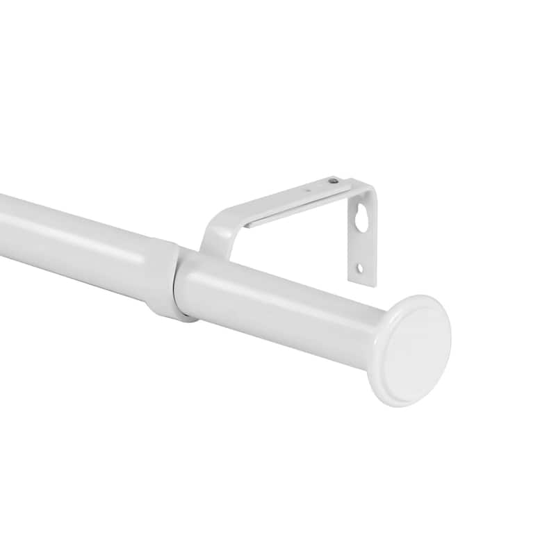 1-inch Diameter Bouton Adjustable Single Drapery Curtain Rod - 48"-84" - Glossy White