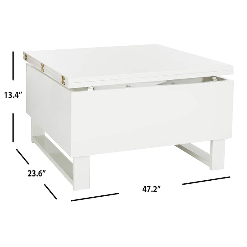 SAFAVIEH Enriqueta White Lift-Top Coffee Table - 27.6" x 27.6" x 19.1" - 28Wx28Dx19H