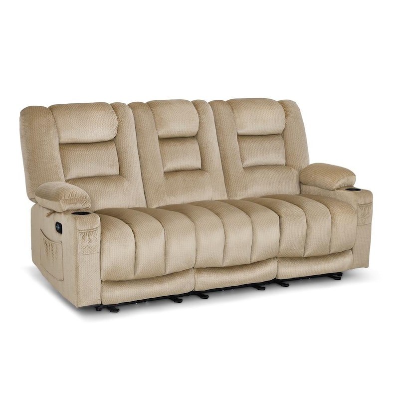 MCombo Power Reclining Loveseat Sofa with Heat and Massage, Fabric PR648