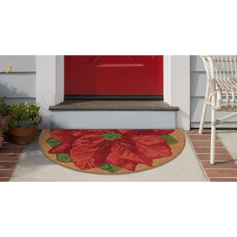 Liora Manne Natura Poinsettia Outdoor Mat Natural 1'6" x 2'6"